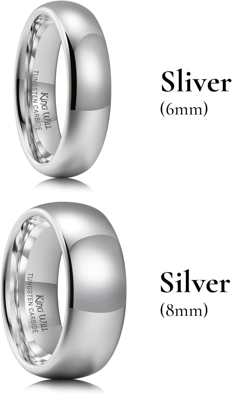 King Will Tungsten Carbide Wedding Band for Men Women Promise Rings for Couples Domed High Polish - Image 2